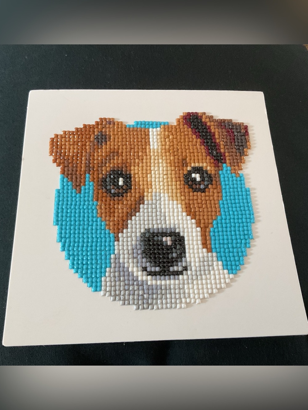 Whimsical Puppy Diamond Art – Cute Brown & White Dog Mosaic Wall Decor.